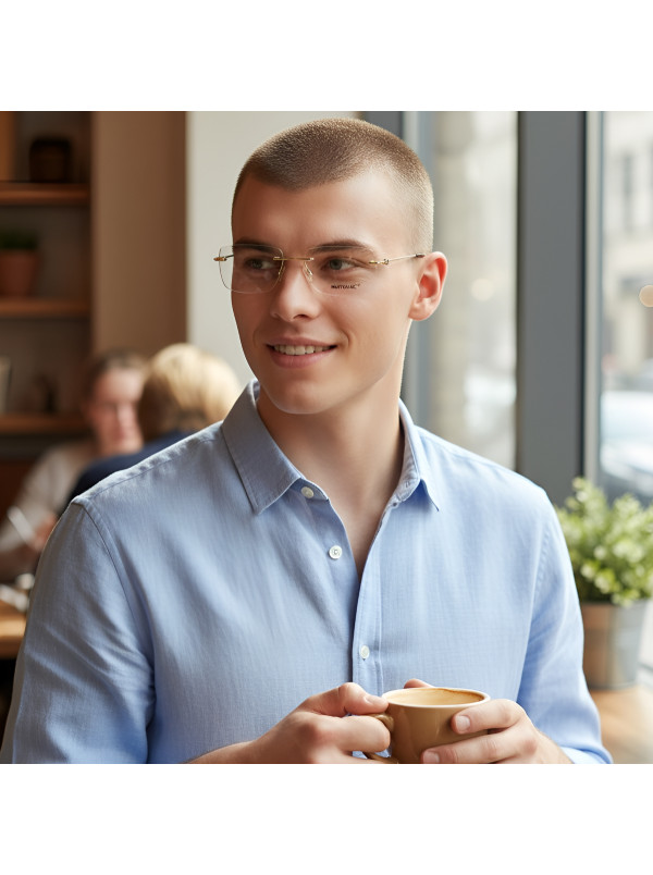 Armação de Óculos Retangular Balgriff MB0101AO Dourado